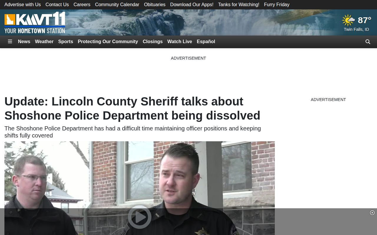Lincoln County Shoshone agency-transition report from KMVT, not a booking record